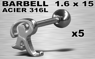 lot de 5 barbells acier 316