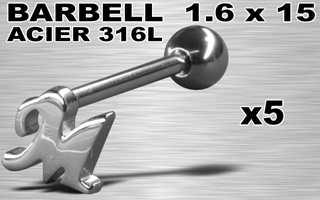 lot de 5 barbells acier 316