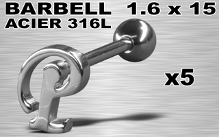 lot de 5 barbells acier 316