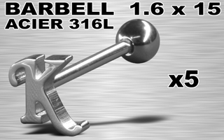 lot de 5 barbells acier 316