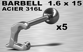 lot de 5 barbells acier 316