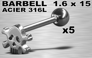 lot de 5 barbells acier 316