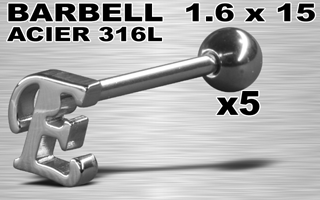 lot de 5 barbells acier 316