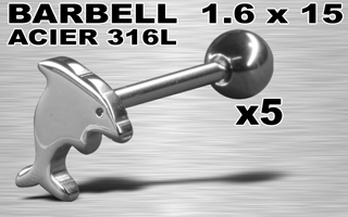 lot de 5 barbells acier 316