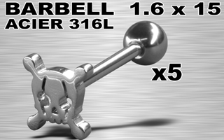 lot de 5 barbells acier 316