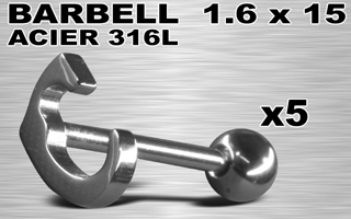 lot de 5 barbells acier 316