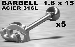 lot de 5 barbells acier 316