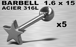 lot de 5 barbells acier 316