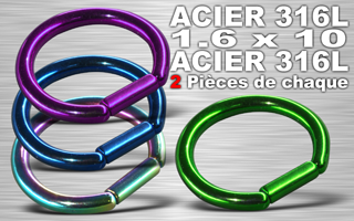 lot de 8 bar closure ring acier 316 l anodise