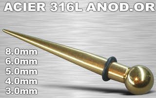 lot de 5 elargisseurs acier 316 l anodise or - boule vissable