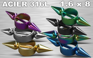 lot de 7 bijoux seins acier 316 l anodise