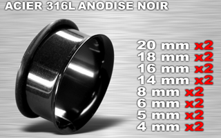 lot de 16 flesh tub acier 316 l noir