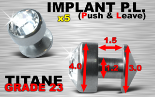 5 implants pl (push & leave) - grade 23 - cristal blanc serti jonc : 1.2 mm / hauteur : 1.5 mm diametre cone : 3 mm / diametre pierre : 4 mm