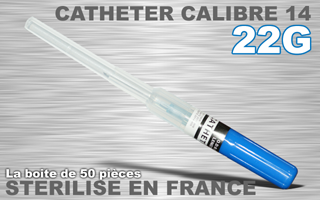 boite de 50 catheter premier prix - 22 g - sterilise en france. nouvel emballage individuel papier plastifie a ouverture facile
