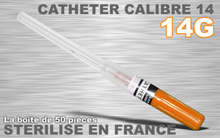 boite de 50 catheter premier prix - 14 g - sterilise en france. nouvel emballage individuel papier plastifie a ouverture facile.