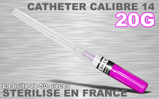 boite de 50 catheter premier prix - 20 g - sterilise en france . nouvel emballage individuel papier plastifie a ouverture facile