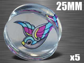 5 plugs acrylique translucide - diametre 25 mm