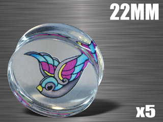 5 plugs acrylique translucide - diametre 22 mm