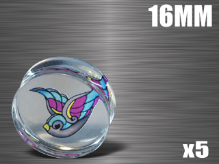 5 plugs acrylique translucide - diametre 16 mm