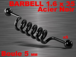 5 industriels spirale acier 316 l noir 1.6 x 35 - boules 5 mm