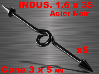 5 industriels acier 316 noir 1.6 x 35 - cones 3 x 5 mm