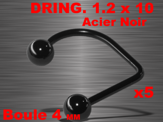 lot de 5 d-ring 1.2 x 10 - boules 4 mm - acier noir
