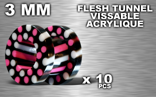 lot de 10 flesh tunnel acrylique 3 mm