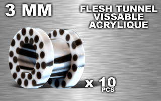 lot de 10 flesh tunnel acrylique 3 mm