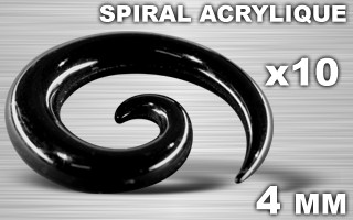 lot de 10 spiral acrylique noire - 4 mm