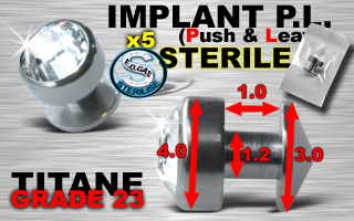 5 implants pl (push & leave) stériles - grade 23 - cristal blanc serti jonc : 1.2 mm / hauteur : 1.0 mm diametre cone : 3.0 mm / diametre pierre : 4.0 mm