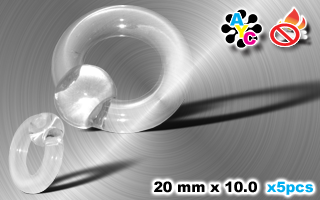 lot de 5 bcr acrylique translucide - diametre : 20 mm - jonc : 10.0 mm