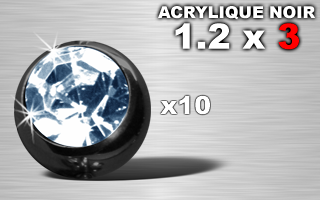 lot de 10 boules acryliques noires 1.2 x 3 - strass ciel