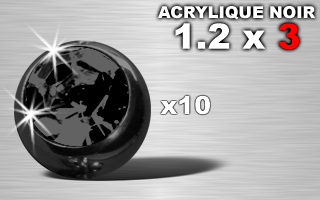 lot de 10 boules acryliques noires 1.2 x 3 - strass noir