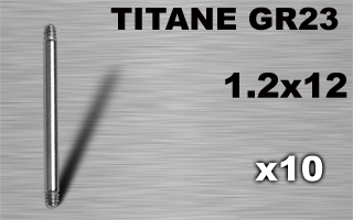 lot de 10 barres droites en titane grade 23 - 1.2 x 12 mm