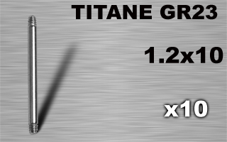 lot de 10 barres droites en titane grade 23 - 1.2 x 10 mm