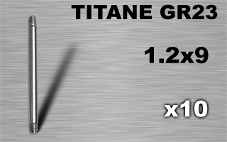 lot de 10 barres droites en titane grade 23 - 1.2 x 9 mm