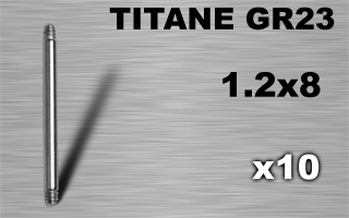 lot de 10 barres droites en titane grade 23 - 1.2 x 8 mm