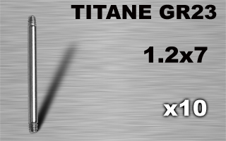 lot de 10 barres droites en titane grade 23 - 1.2 x 7 mm