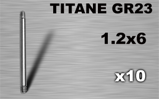 lot de 10 barres droites en titane grade 23 - 1.2 x 6 mm
