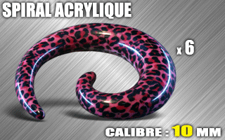 lot de 6 spirales acryliques - calibre 10 mm