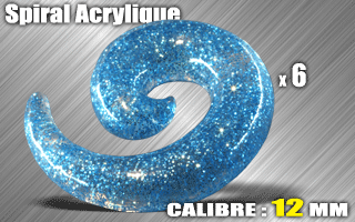 lot de 6 spirales acryliques - calibre 12 mm