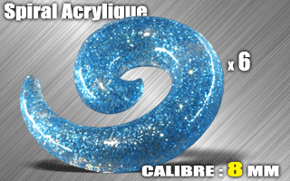 lot de 6 spirales acryliques - calibre 8 mm