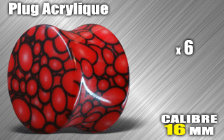 lot de 6 plugs acrylique - diametre 16 mm