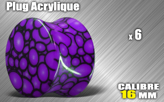 lot de 6 plugs acrylique - diametre 16 mm