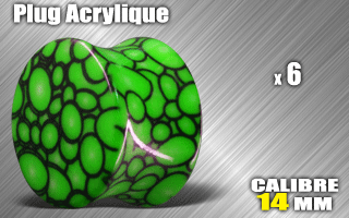 lot de 6 plugs acrylique - diametre 14 mm