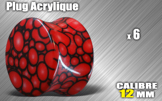 lot de 6 plugs acrylique - diametre 12 mm