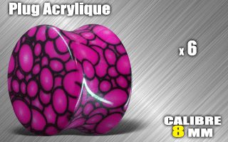 lot de 6 plugs acrylique - diametre 8 mm