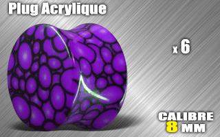 lot de 6 plugs acrylique - diametre 8 mm
