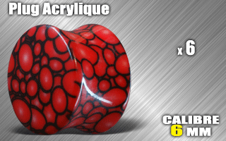 lot de 6 plugs acrylique - diametre 6 mm