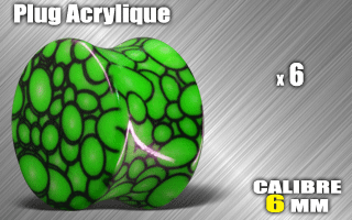 lot de 6 plugs acrylique - diametre 6 mm